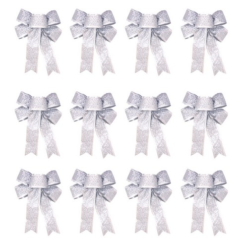 스투피드 크리스마스 트리 장식 리본, 1세트, 15cm (실버) 12개입