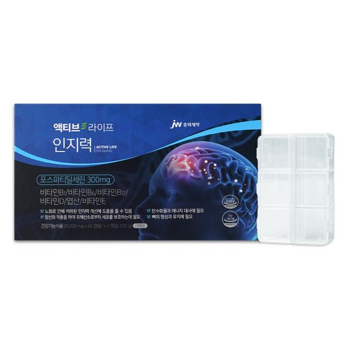 JW중외제약 액티브라이프 인지력 포스파티딜세린 300mg 60캡슐 포스피티세린 포스파디딜세린 포스파딜세린 식약처 인증 뇌영양제, 1개, 60정