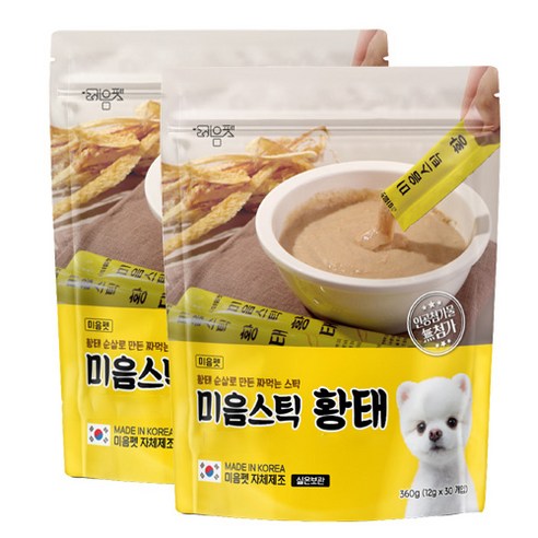 미음펫 강아지 미음스틱 황태 츄르 30p, 360g, 2개, 황태순살
