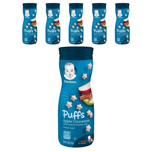 거버 퍼프 시리얼 스낵 42g, 애플 시나몬 (Apple Cinnamon), 6개