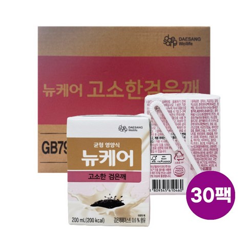 대상웰라이프 뉴케어 고소한 검은깨 완전균형영양식 (1BOX 200ml x 30입), 30개 쿠팡뉴케어 대상웰라이프 뉴케어 고소한 검은깨 완전균형영양식 (1BOX 200ml x 30입), 30개 쿠팡뉴케어