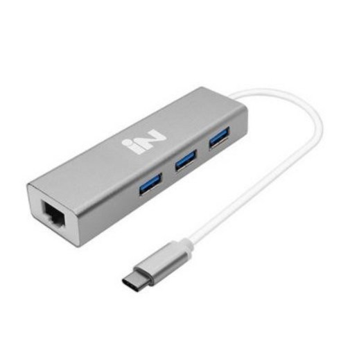 인네트워크 C타입 USB3.0 3포트 허브 + 기가랜카드 IN-C3U3L1, 혼합 색상
