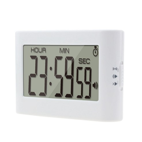 AFBEST 디지털 주방 타이머 알람 시계 시끄러운 알람이있는 대형 LCD 디스플레이 요리 용 다기능 타이머, 흰색 및 회색