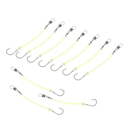 10pcs 바다 낚시 잉어 빛나는 튜브 가시 후크 크기 12, 녹색, 설명