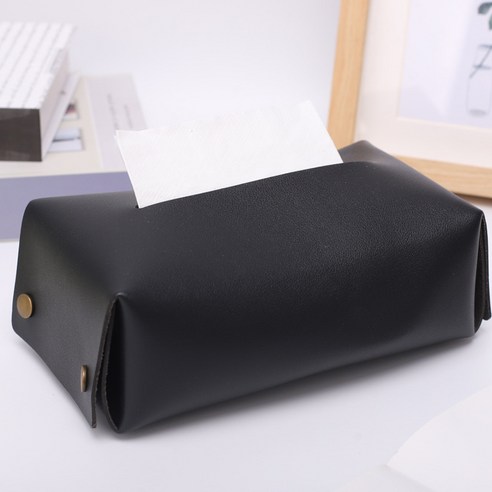 DFMEI 새로운 크리 에이 티브 PU 종이 상자 홈 데스크탑 방수 조직 상자 호텔 간단한 빛 고급 종이 상자, 검은 색.