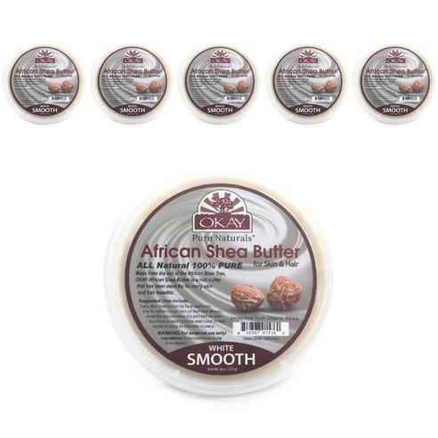 오케이 아프리칸 시어 버터 화이트 스무스, 227g, 6개