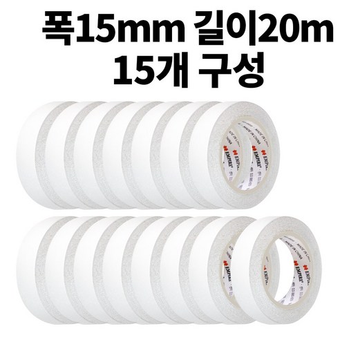 엠파이어 산업용 양면테이프 15mm x 20m, 화이트 반투명, 15개입