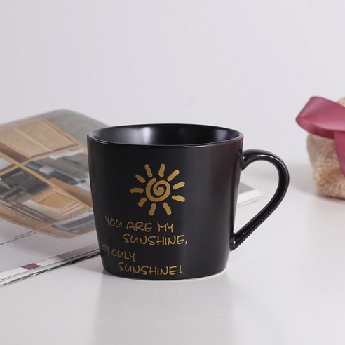 DFMEI.커피 잔.Mug cup크리에이티브 세라믹 머그잔 트렌드 커플 물컵 가정용 커피잔 남녀 찻잔 아침식사 잔입니다., 200ml., DFMEI.음소거 블랙 - 작은 일요일