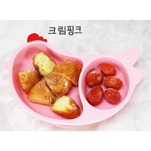 블루웰 초기이유식준비물 실리콘 흡착식판 흡착볼 어린이집 아기 식판 2구, 크림 핑크, 1개