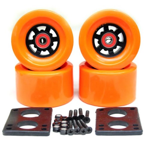 Xzante 82A 교체 스케이트 보드 휠 90X52Mm 롱 시티 런 6Mm 라이저 패드 하드웨어 ABEC-9 베어링 오렌지, 주황색