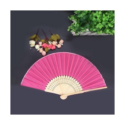 전통부채 맞춤형 인쇄 각인 결혼식 축하 실크 팬 이름 천 핸드 결혼 선물 20/40 개/로트, 20pcs, Rose red