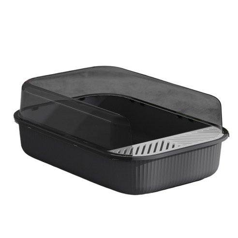 JUIMIMI 고양이 화장실 평판형 대용량 고양이 화장실, Black, 1개