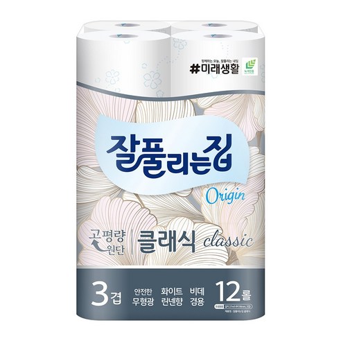 잘풀리는집 3겹 클래식 화장지 27m × 12개입 × 1개, 길이 × 개당 수량 × 수량 섬네일