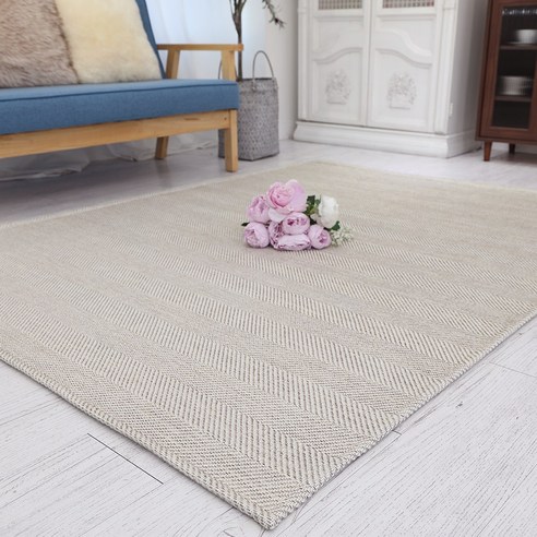 공간에 감성을 더하는 리빙플러스 사이잘룩 헤링본 자카드 카페트