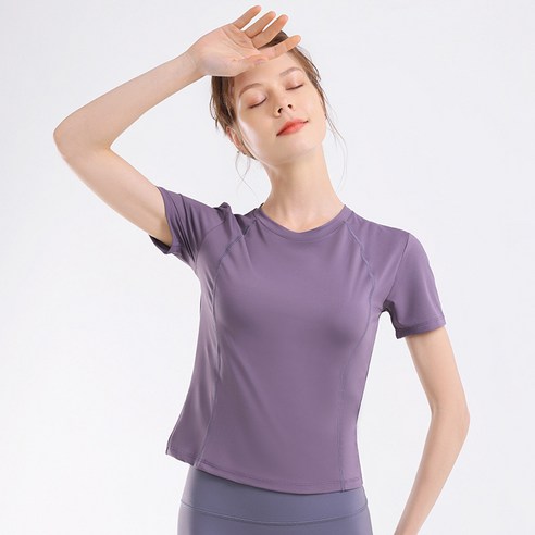 Zebeer 여성 요가복 필라테스상의 통기성속건복 뒷면메쉬레이어드 반팔 티셔츠