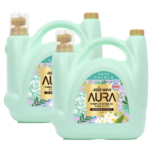 AURA 고농축 대용량 섬유유연제 스모키머스크, 5.5L, 2개