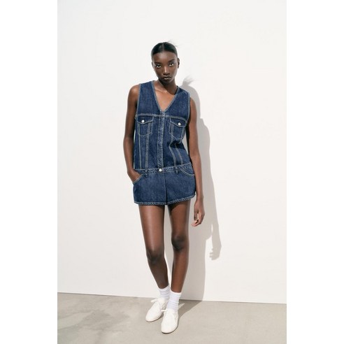 [국내발송] ZARA 여성 TRF 데님 점프수트 원피스 222631