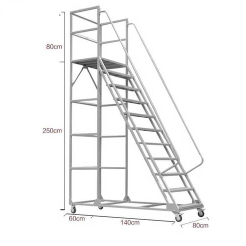 작업용 사다리 접이식 안전 계단 산업용 발판 이동식 지상2.5m, 01. 지상 2.5m 너비 0.8m 그레이