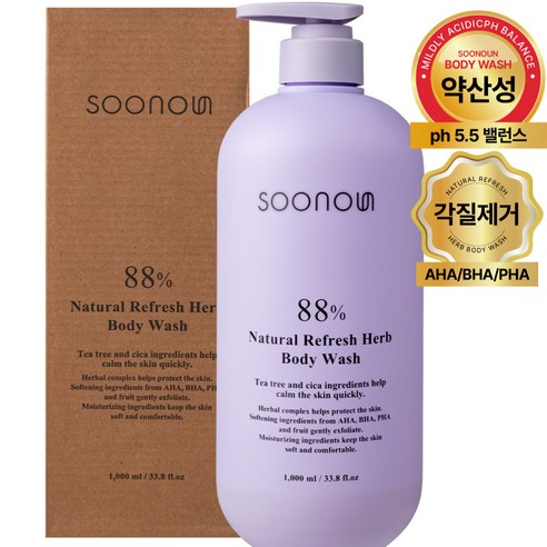 수노은 내츄럴 95만PPM 허브 약산성 퍼퓸 등드름 바디워시 시트러스향, 1110ml, 1개