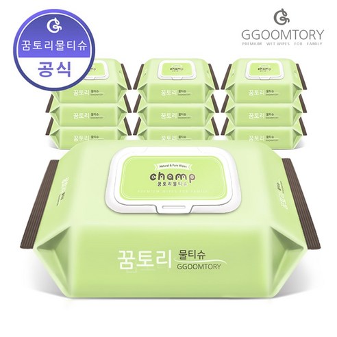 꿈토리 뉴 가득찬챔프 엠보싱 유아물티슈 캡형 55gsm, 300g, 100매, 10팩 일반형물티슈캡형