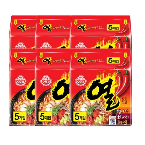 <올따옴> 오뚜기 열라면 멀티 5입 6봉지, 30개