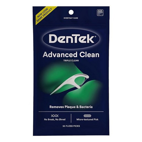 DenTek 트리플 클린 손잡이 치실 150 * 6팩 어드밴스드 클린 부러지거나 끊기지 않는 치실, 1개