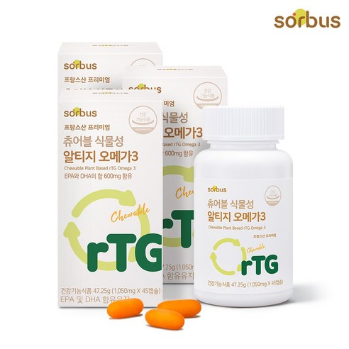 소버스 츄어블 식물성 알티지 오메가3 15일분, 45정, 3개