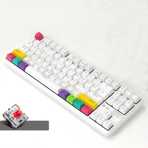 DKaony K870T 블루투스 듀얼 모드 기계 키보드 87 키 바탕 화면 컴퓨터 및 태블릿을위한 RGB 게임, K870TRGB 빨간색 샤프트, 1, 일반형