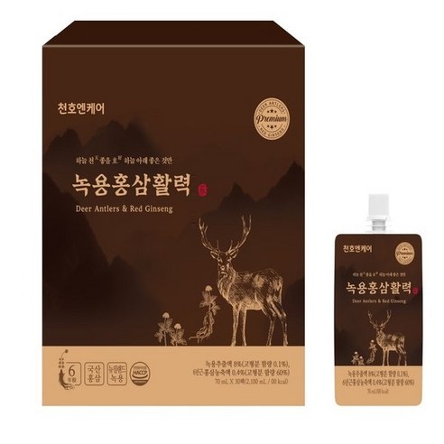천호식품 녹용 홍삼 진액 활력 +일체형 선물용 박스 70ml 30팩, 2.1L, 1개