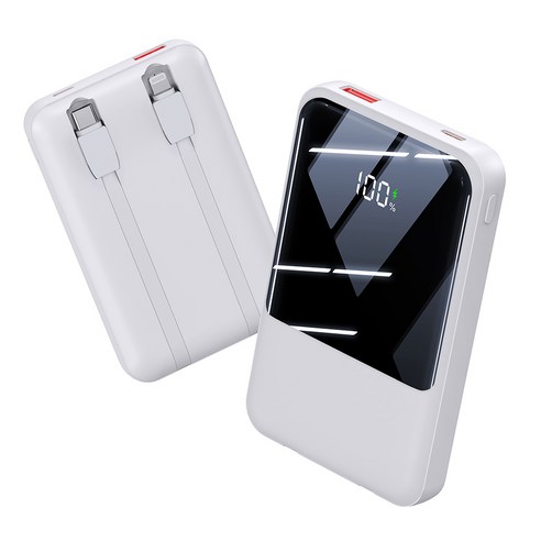 오지렌 고속충전 대용량 보조배터리, 화이트, 10000mAH/OJWNV5-10
