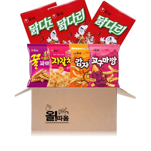 농심_인기스낵4번들(고구마깡 감자깡 자갈치 꿀꽈배기) 3팩+닭다리후라이드3개, 농심 인기스낵4번들 3개+닭다리후라이드3개