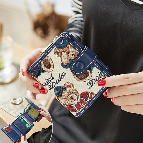 【지갑】여성 지갑 새로운 패션 짧은 학생 한국어 스타일 귀여운 레이디 지갑 작은 지갑 클러치 동전 지갑