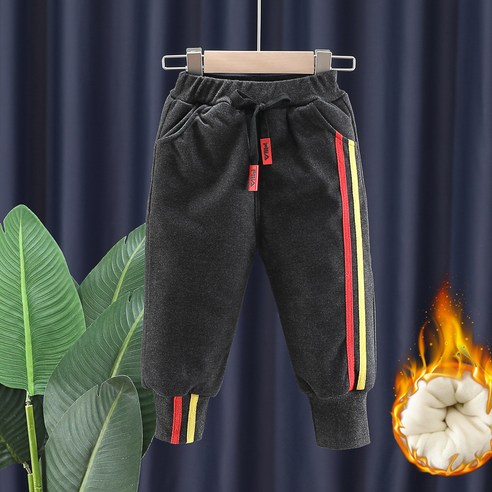 XMJRL겨울 보이즈 플러스 플리스 팬츠 아동용 면바지 베이비 슬랙스 스레드 바지 아동용 바지 외부 마모 열 수 있습니다 권장 높이