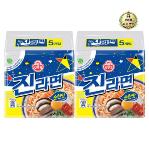 라이브잇 오뚜기 진라면 순한맛 120g, 10개