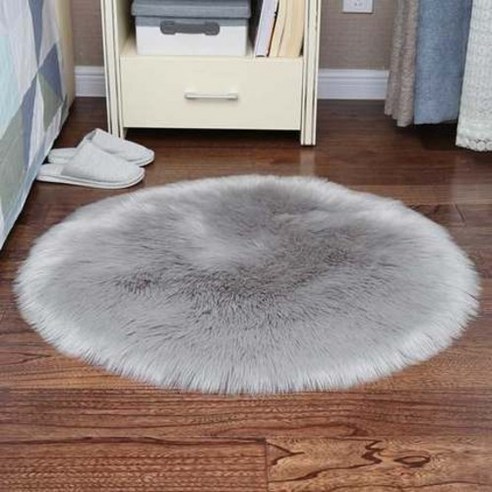 현대 심플한 화이트 모조 양털 카펫 원형 깔개 벨벳 거실 탁자 카펫 침실 깔개 맞춤형, 회색/회색