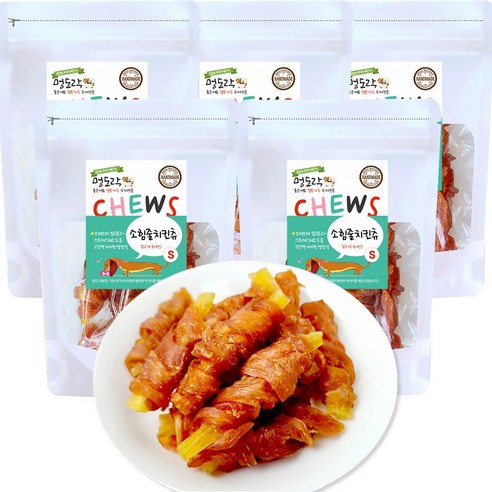 멍도락 국내수제간식 소힘줄스틱 소힘줄 100% 치아치석관리 스트레스해소 도움 강아지껌, 5개, 70g, 소힘줄치킨츄 S
