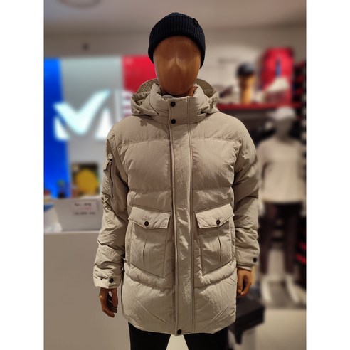 밀레 *MILLET* 남성용 레끄 C 야상형 하프 구스다운-MXSWD043-(X5-WALNUT) #거위털 구스다운 #수납공간이 넉넉함 #엉덩이 기장덮는 하프다운