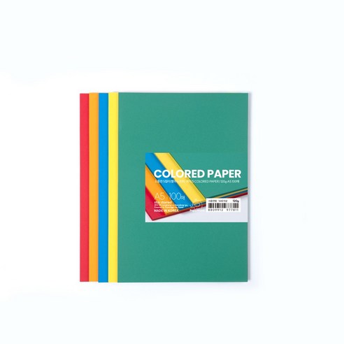 PaperPhant 도톰한 5컬러(빨주노초파) 색지(5 COLORED PAPER), 120g A5 100매