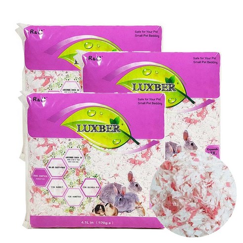 럭스버 소동물 종이베딩 핑크, 4.1L, 3개