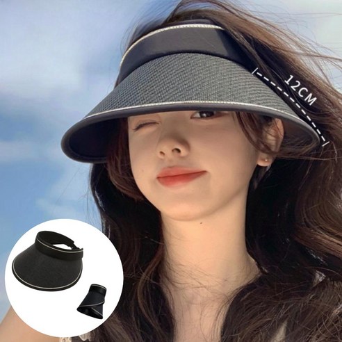 쿠미핸즈 여성 썬캡 밀짚 라피아 햇 자외선 차단 UV 여름 라탄 모자