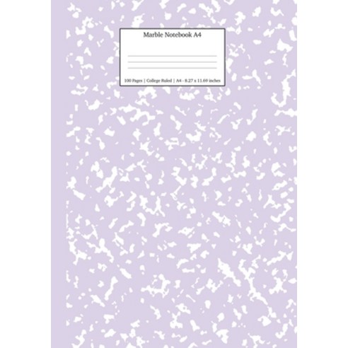 (영문도서) Marble Notebook A4: Lilac Purple College Ruled Journal Paperback, Young Dreamers Press, English, 9781989790564