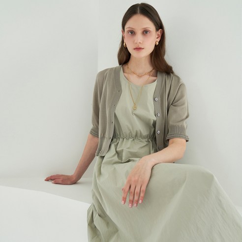 LENIC&MCCOY 반팔가디건 레이어드 원피스 세트 LL07TP101