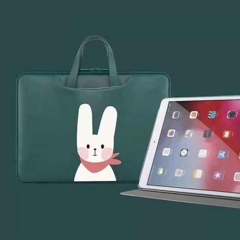 [토트백] 캐릭터 예쁜 9.7/10.5/10.9/인치 파우치 학생용 화웨이 M6 일반 적용, 검푸른토끼[플랫백], 플랫 12.9인치 [크게]
