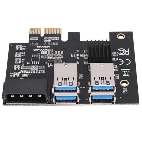 Lopbinte PCI-E - PCIe 1X 16X 마이닝 라이저 카드(Molex 4핀 전원 포트 포함), 1
