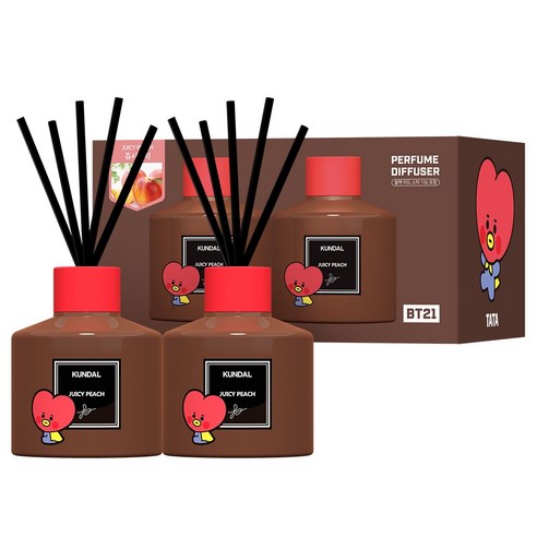 쿤달 BT21 퍼퓸 디퓨저 200ml x 2p + 섬유스틱 10p, 1개, 쥬시피치향