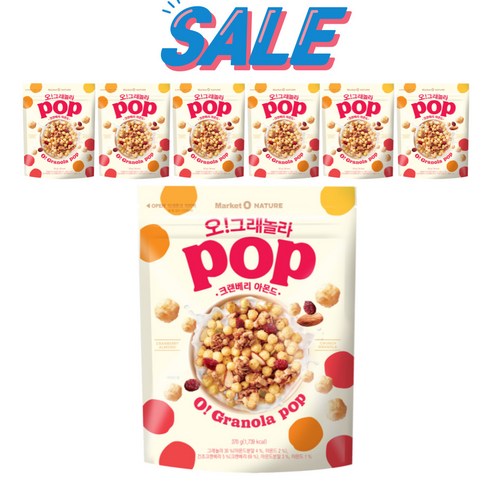 마켓오네이처 오그래놀라 크랜베리 아몬드, 370g, 6개