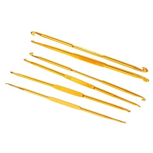 6 크기 골드 알루미늄 2mm-7mm 핸들 크로 셰 뜨개질 후크 뜨개질 니트 바늘 직조 원사 세트 PC / 세트