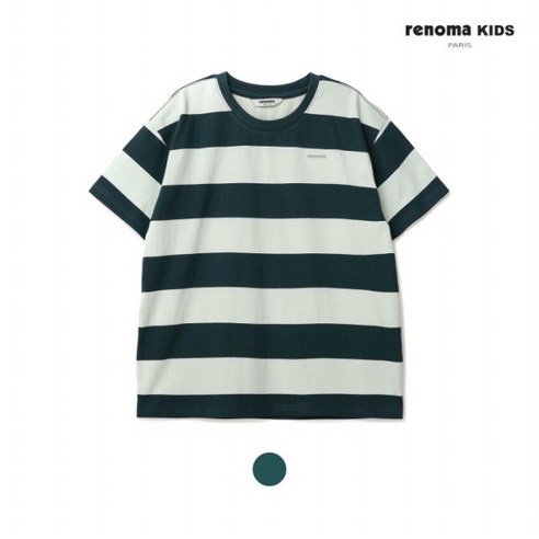 레노마키즈 그린 스트라이프 선염 티셔츠 R2321T115