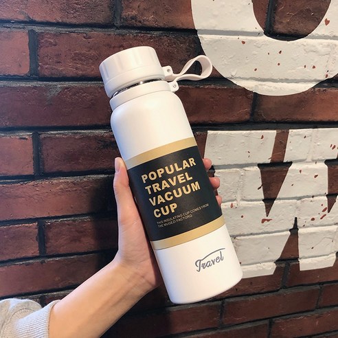 보온병 컵 스포츠 남자 대용량 주전자 차 필터 휴대용 학생 스테인레스 스틸 Ml 컵, 650Ml/화이트+차필터, 하나