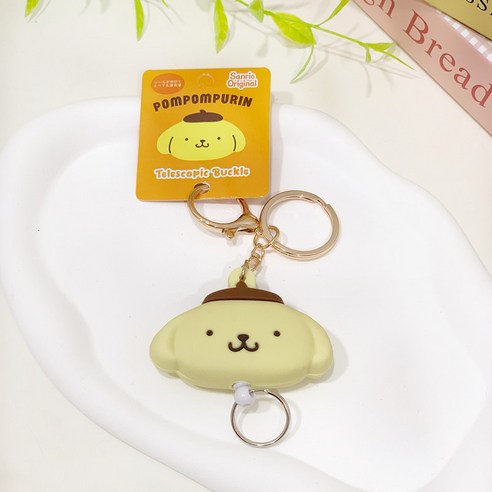 디어민 산리오 키링 릴홀더 입체캐릭터 가방키링 사원증 명찰 목걸이줄, 1개, 폼폼푸린